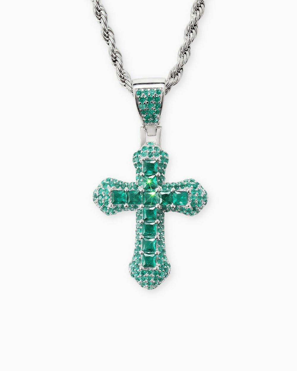 EMERALD CROSS PENDANT. - WHITE GOLD | Drippy Amsterdam