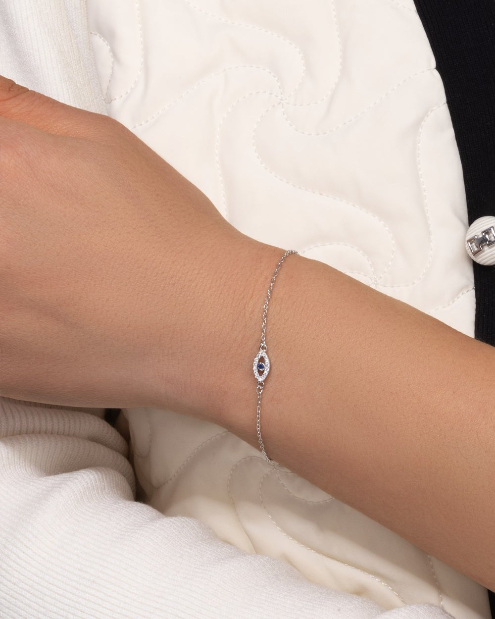 EVIL EYE BRACELET 925. - WHITE GOLD - Drippy Amsterdam