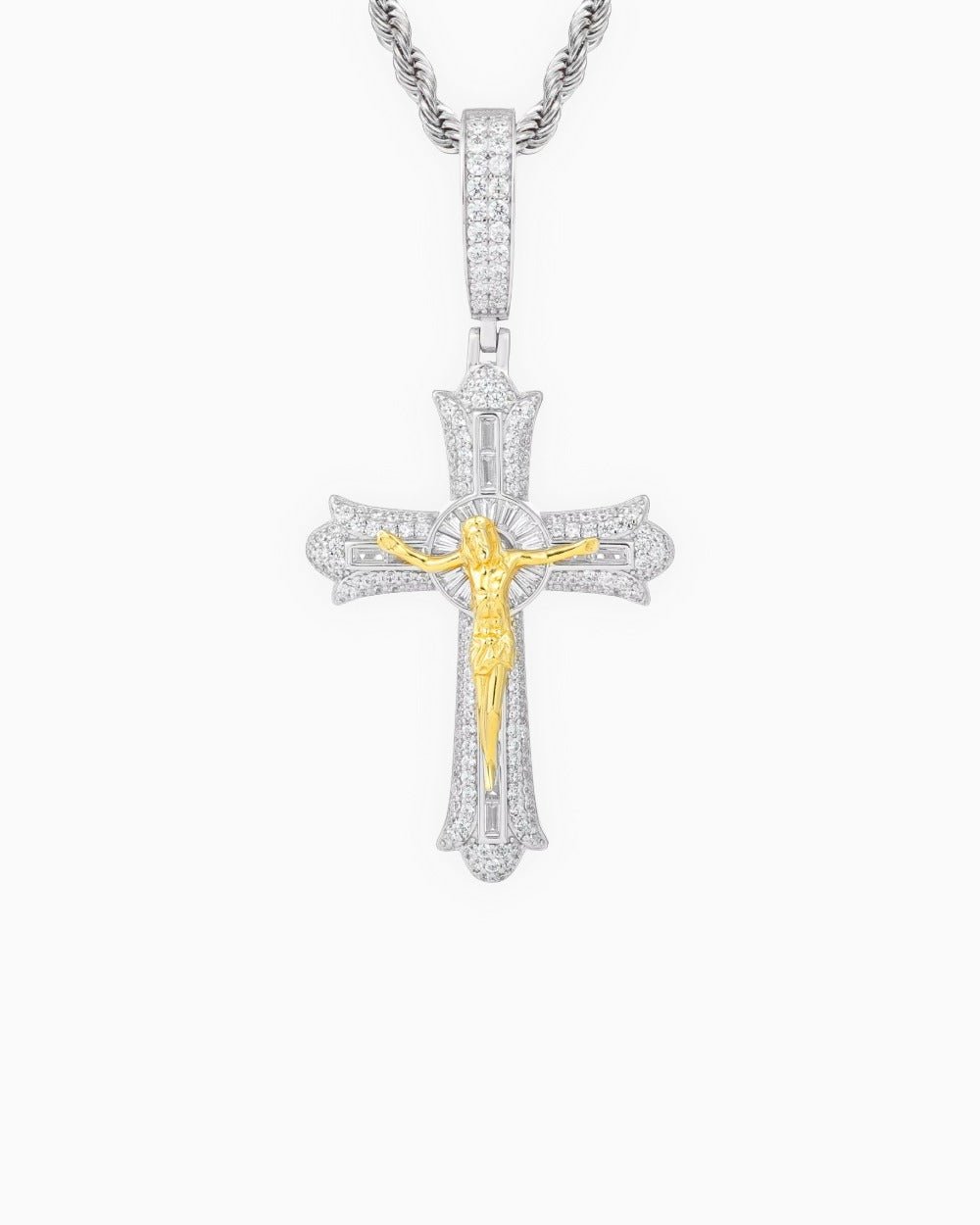 MOISSANITE BAGUETTE CROSS PENDANT. - Drippy Amsterdam