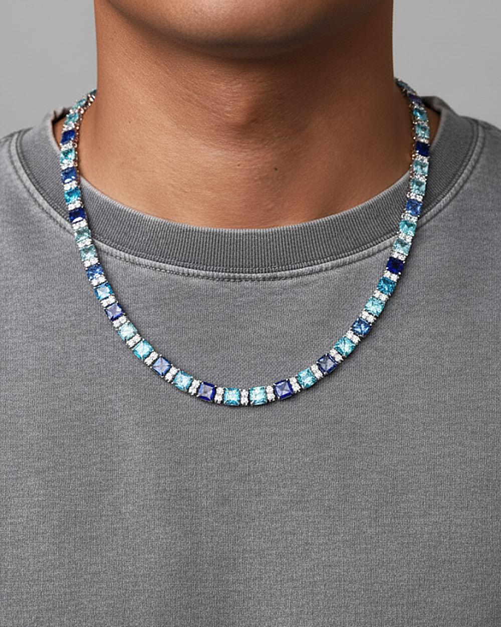MOISSANITE OCEAN BLUE STONES CHAIN. - Drippy Amsterdam