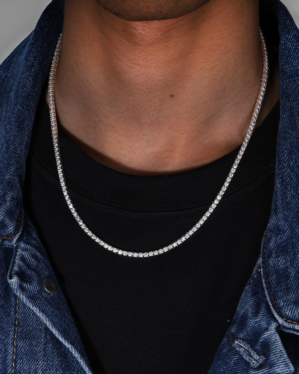 MOISSANITE TENNIS CHAIN. - 2MM WHITE GOLD - Drippy Amsterdam