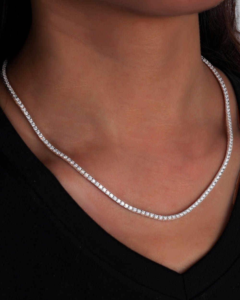 MOISSANITE TENNIS CHAIN. - 2MM WHITE GOLD - Drippy Amsterdam