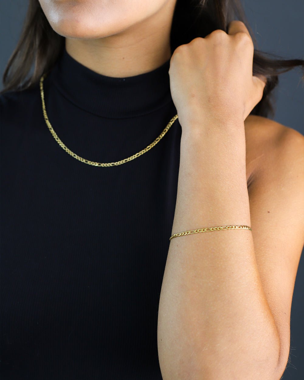 CLEAN FIGARO BRACELET. - 3MM 18K GOLD - Drippy Amsterdam