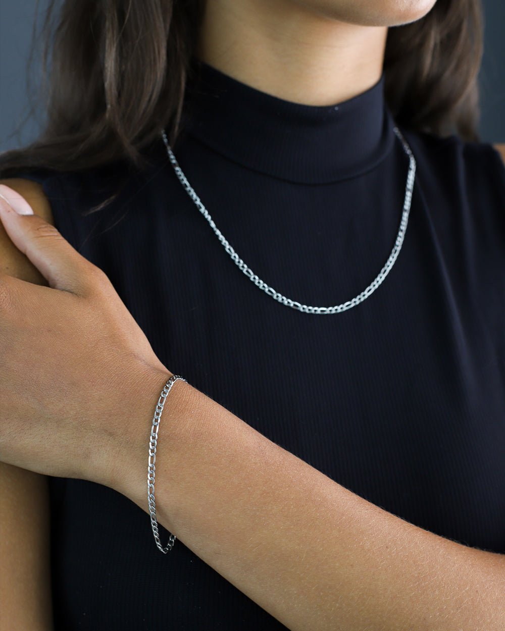 CLEAN FIGARO BRACELET. - 3MM WHITE GOLD - Drippy Amsterdam