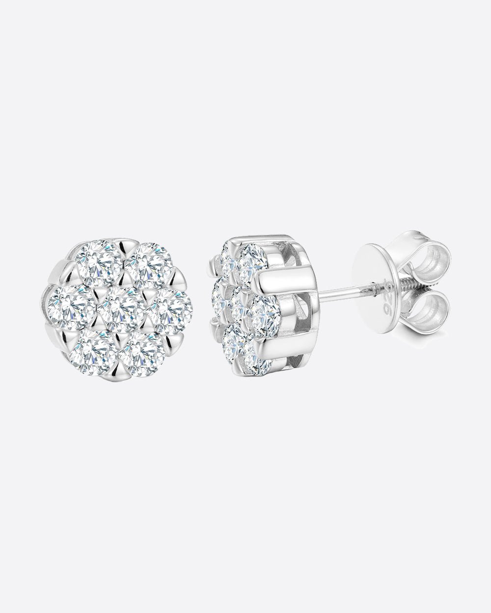 Boucles D'oreilles Clous 10K Or Blanc Avec Moissanite 1 Ct - Certifiées GRA D/VVS1 - 5 Mm