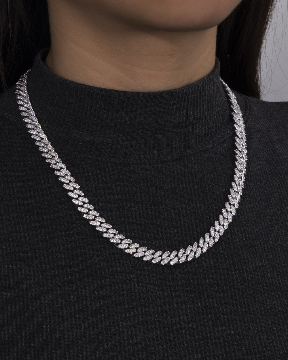 MOISSANITE CUBAN CHAIN. - 8MM WHITE GOLD - Drippy Amsterdam