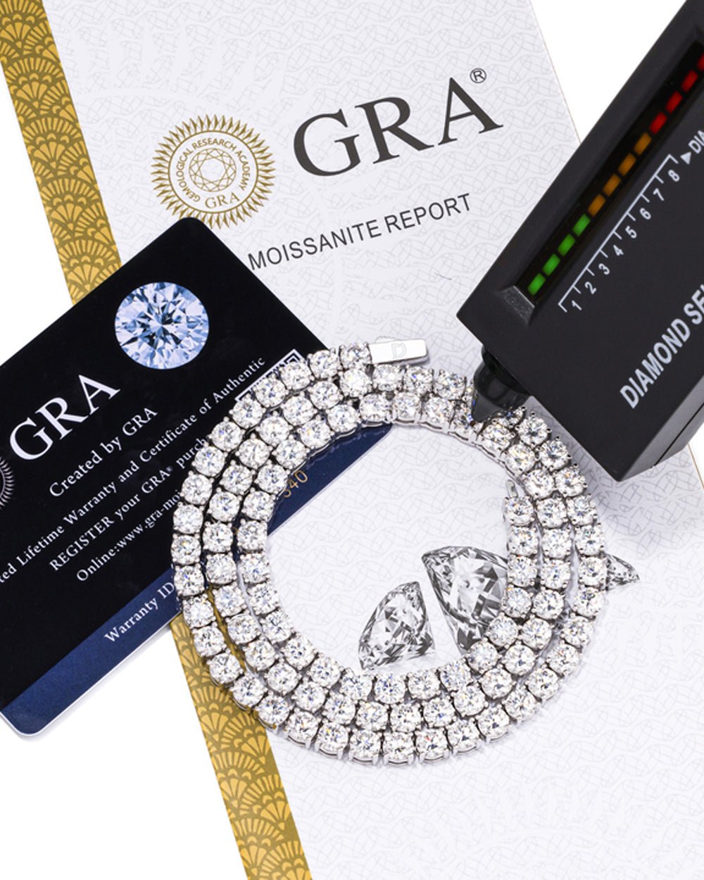 MOISSANITE TENNIS BRACELET. - 4MM WHITE GOLD - Drippy Amsterdam