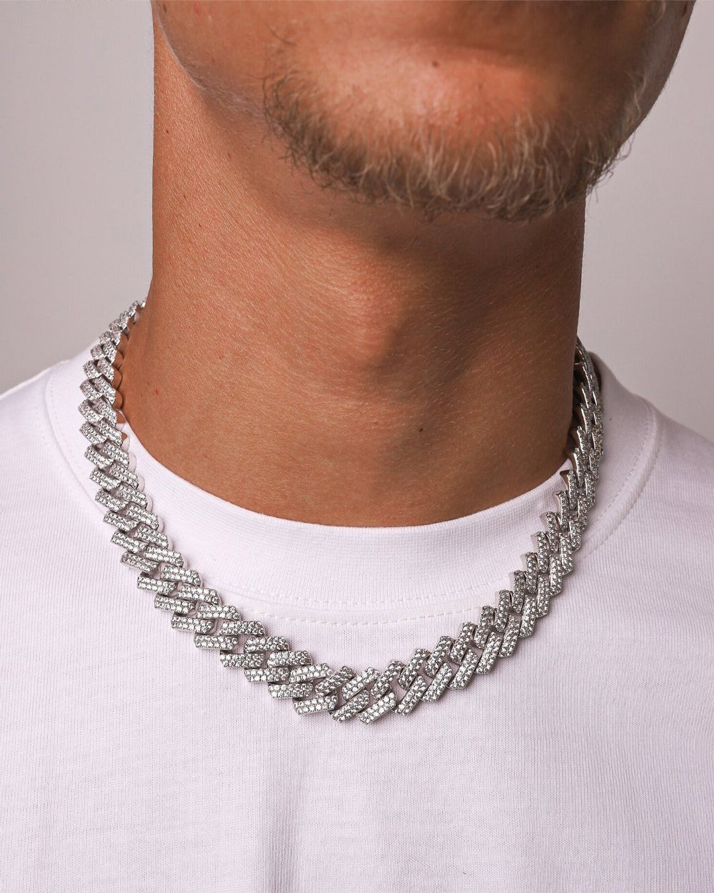 PRONG CHAIN. - 13MM WHITE GOLD - Drippy Amsterdam