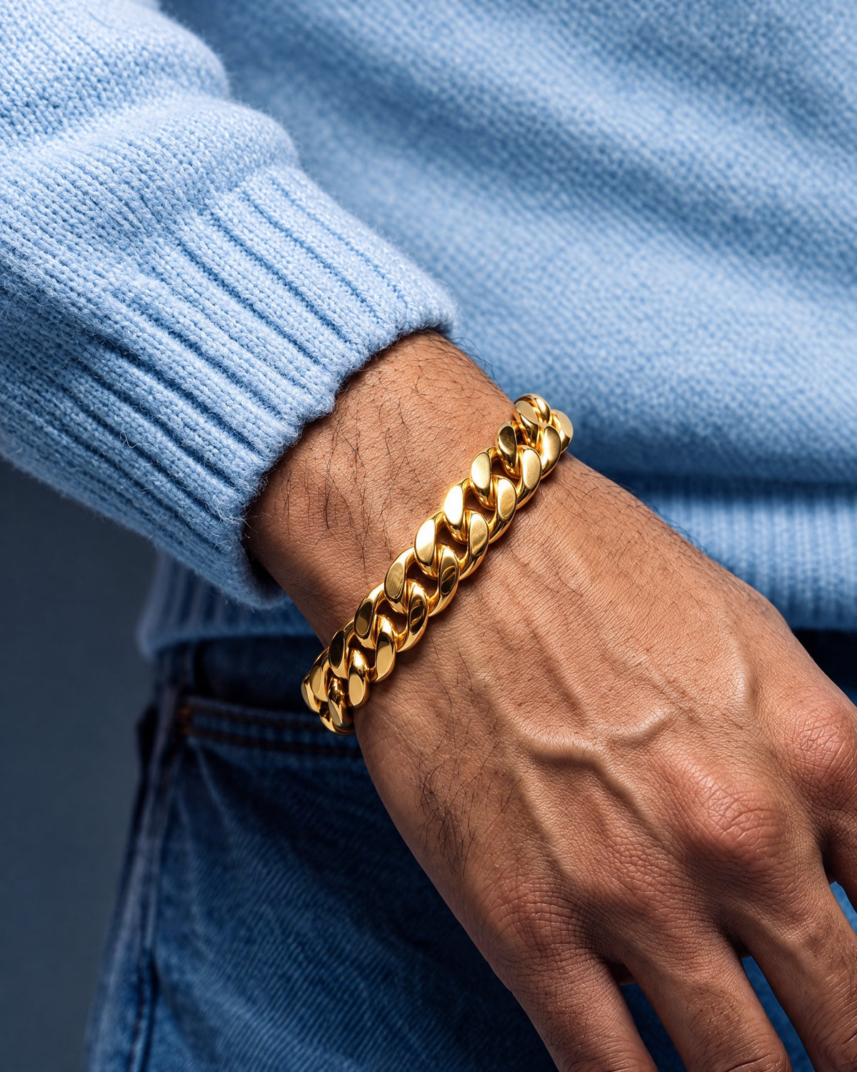 CLEAN BOXED CUBANA BRACELET. - 11MM GOLD - Drippy Amsterdam