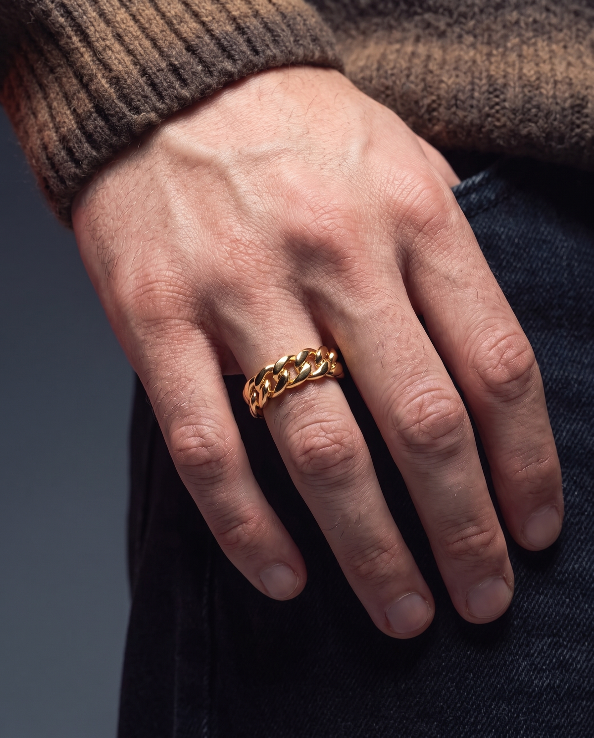 CLEAN CUBAN RING. - GOLD