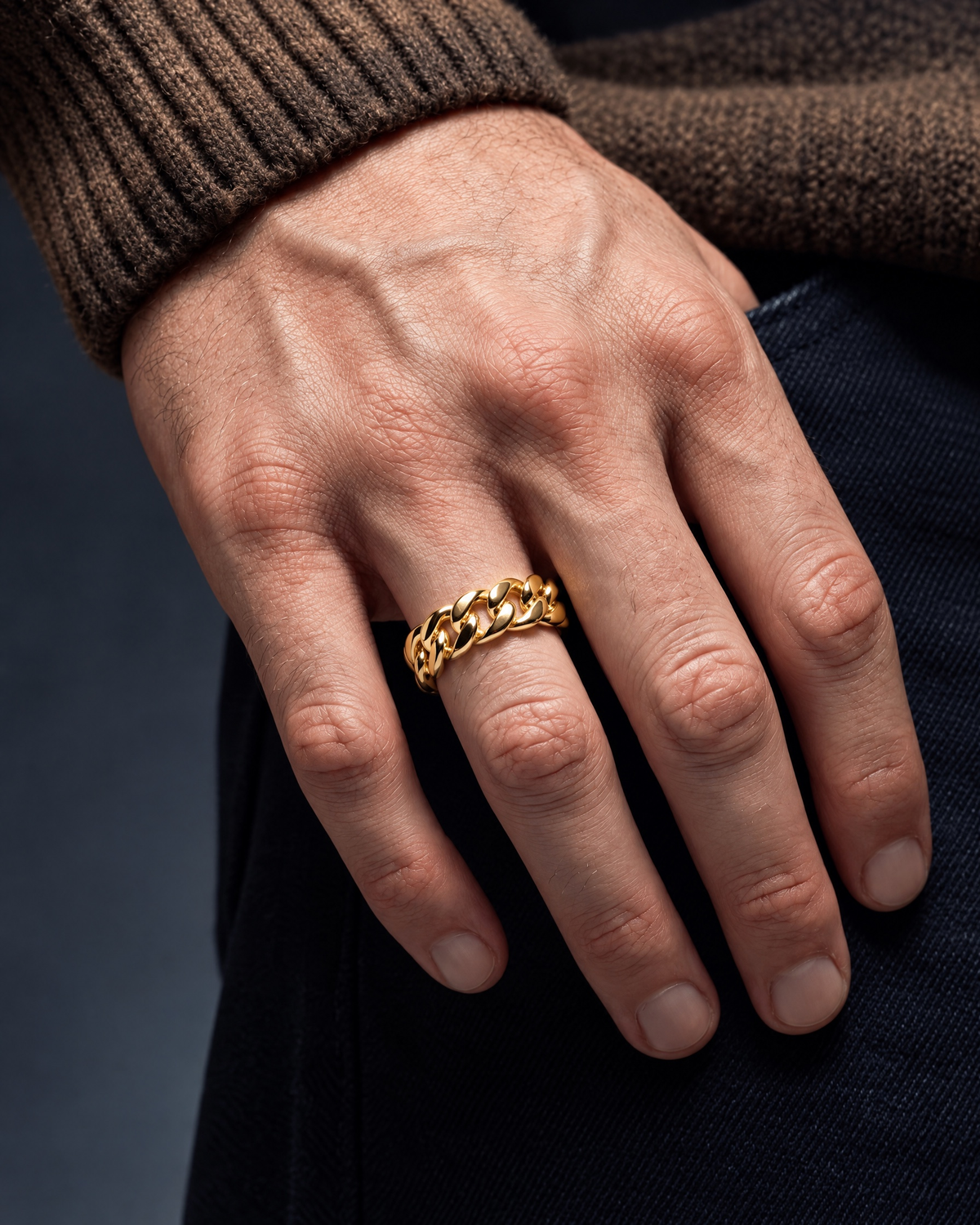 CLEAN CUBAN RING. - GOLD - Drippy Amsterdam