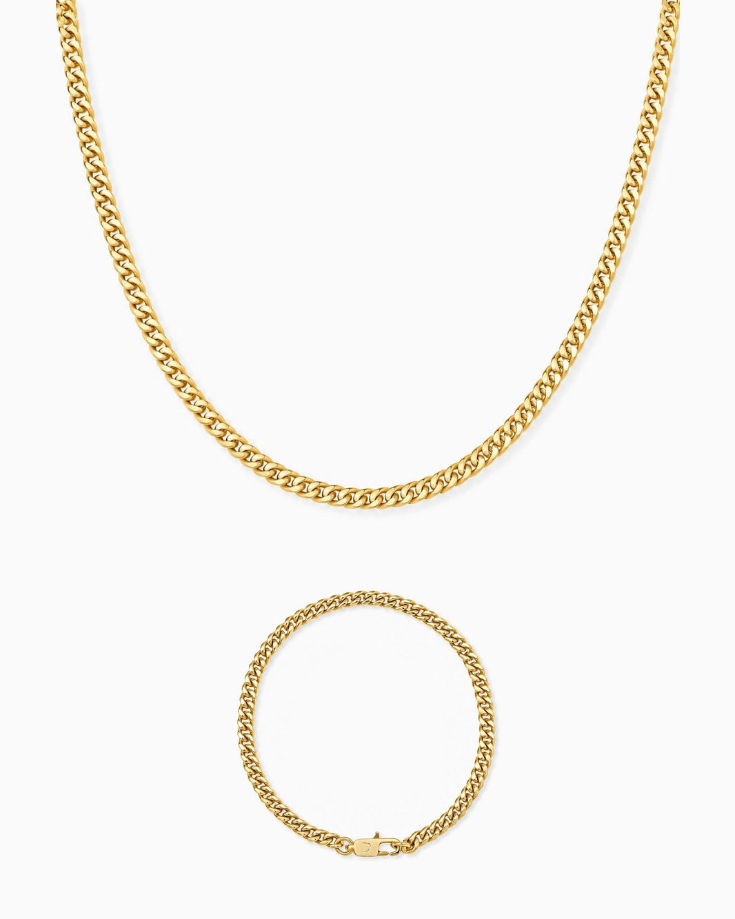4mm gold Clean Cubana chain and bracelet set