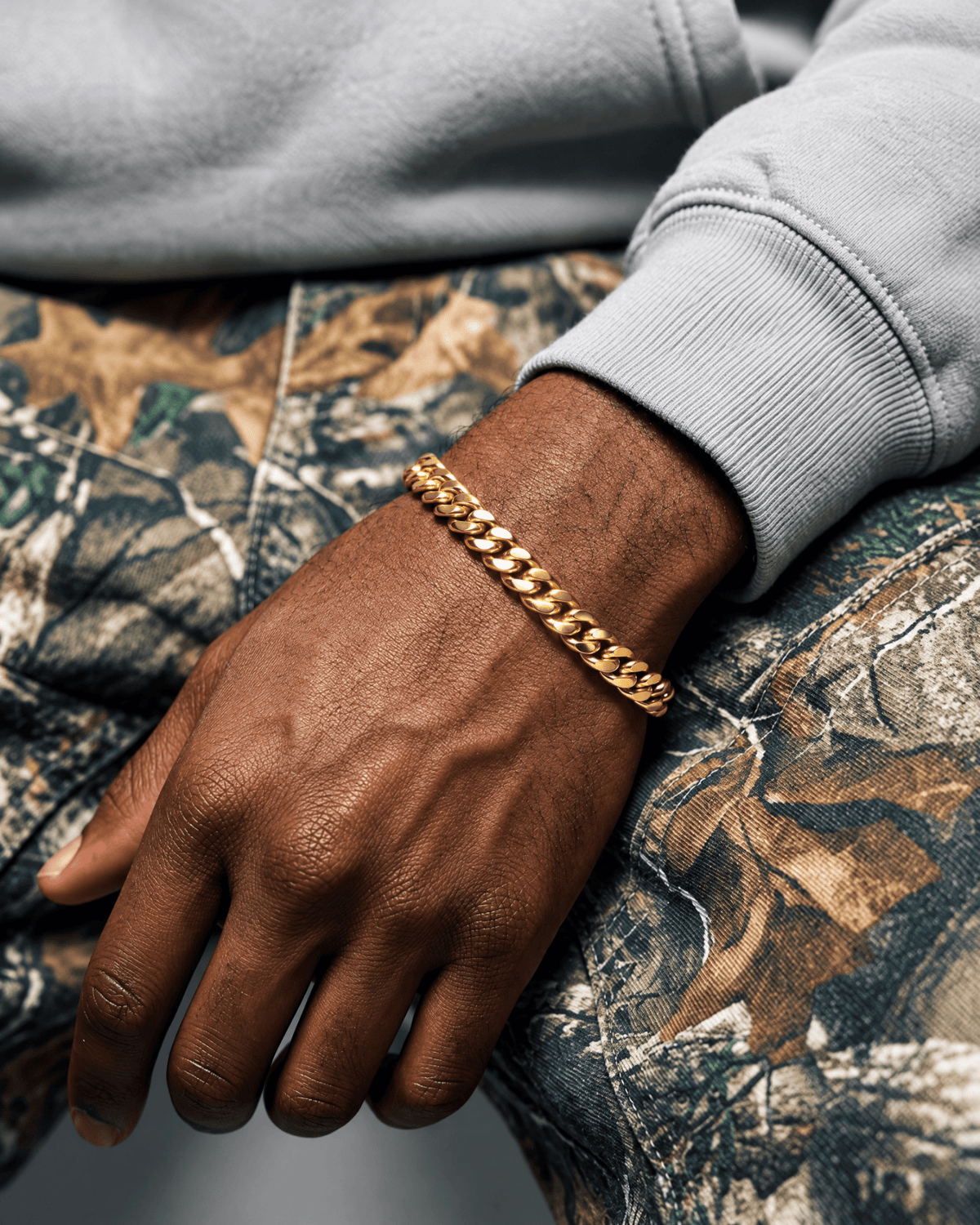 6mm gold Clean Cubana bracelet worn on the wrist