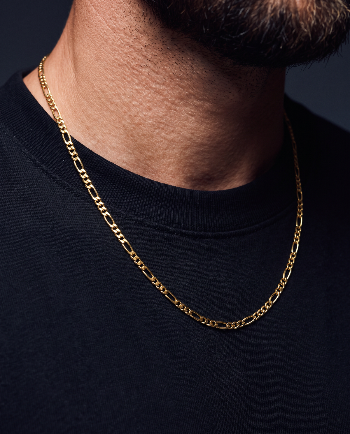 CLEAN FIGARO CHAIN. - 3MM GOLD