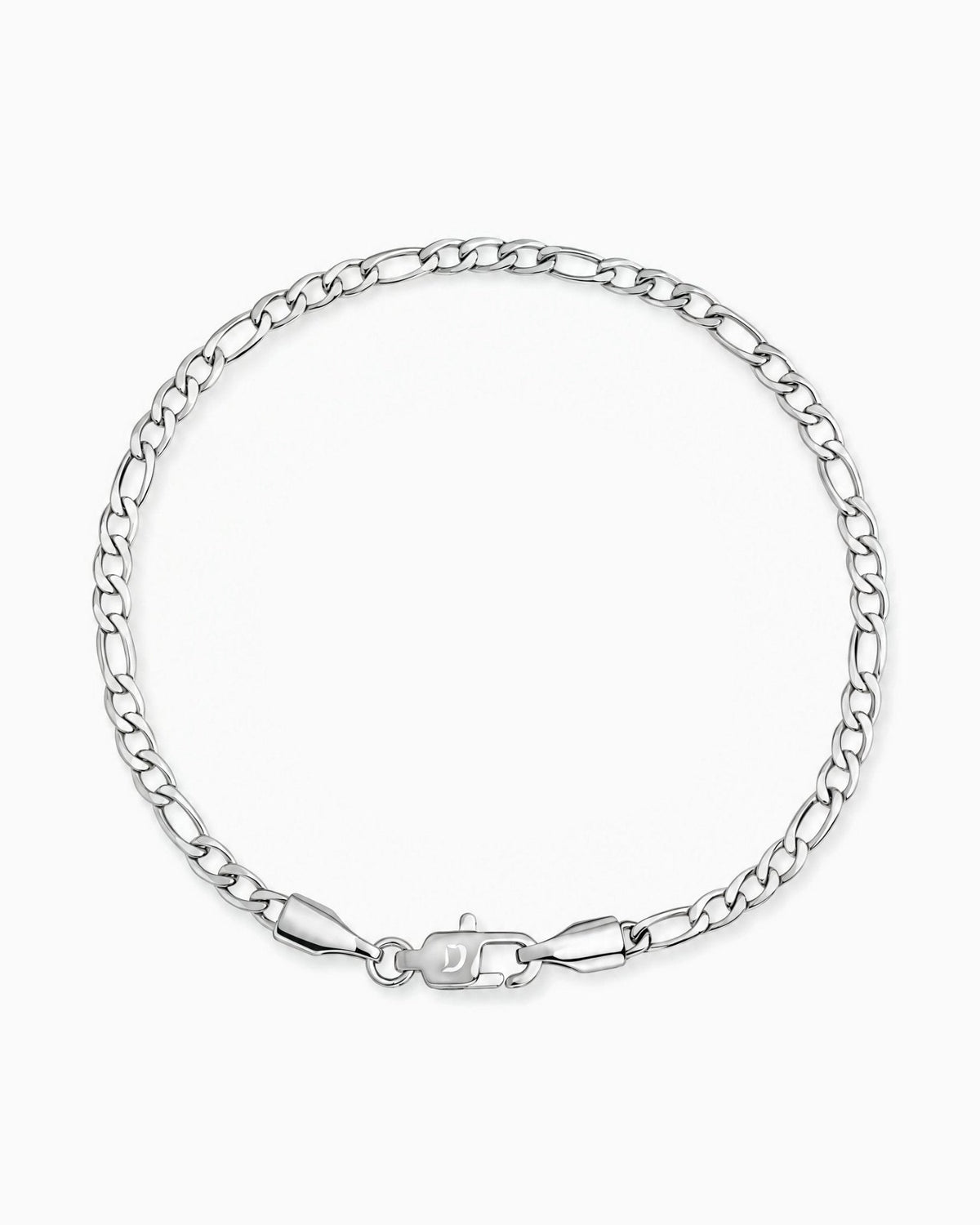 3mm white gold Clean Figaro bracelet