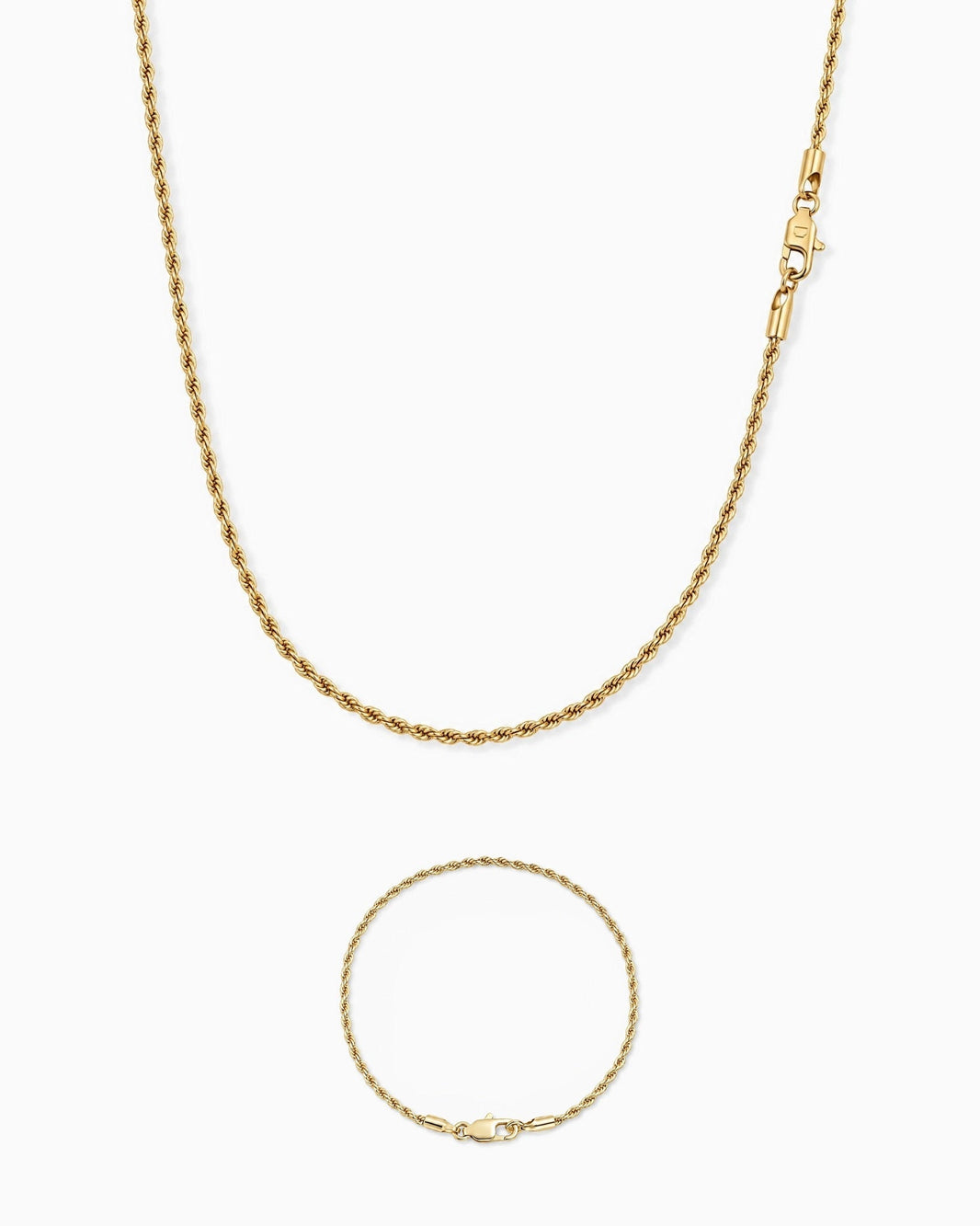 2mm gold Clean Rope chain and bracelet set