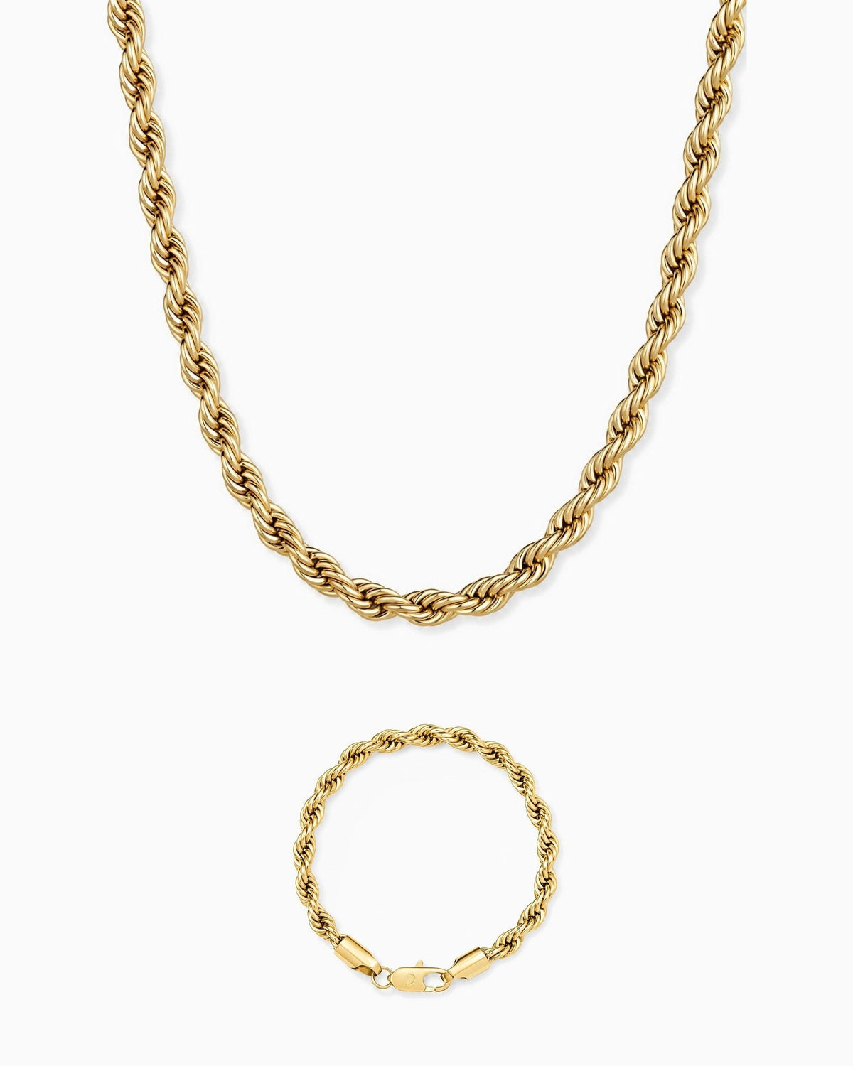 6mm gold Clean Rope chain and bracelet set