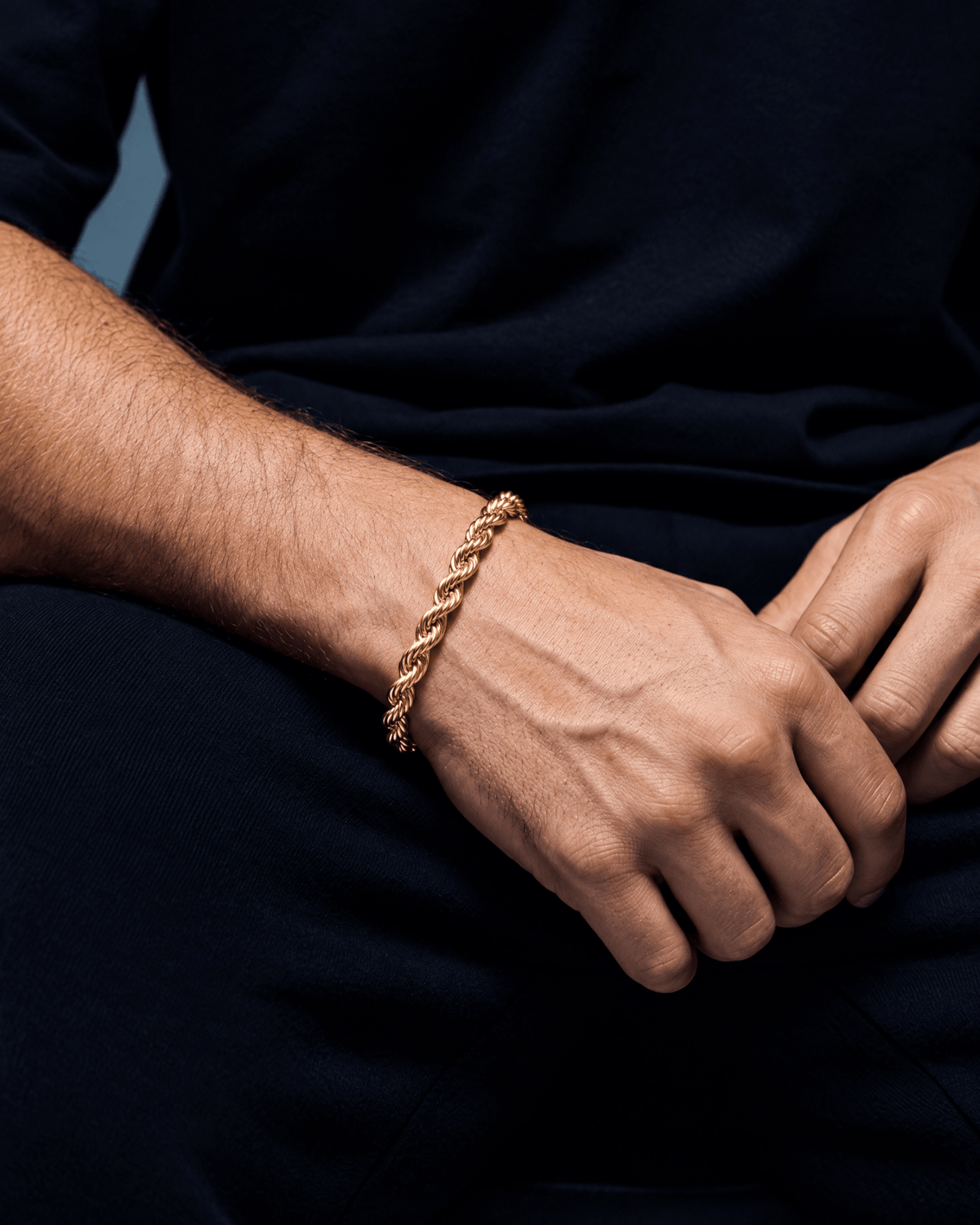 6mm gold Clean Rope bracelet worn on the wrist