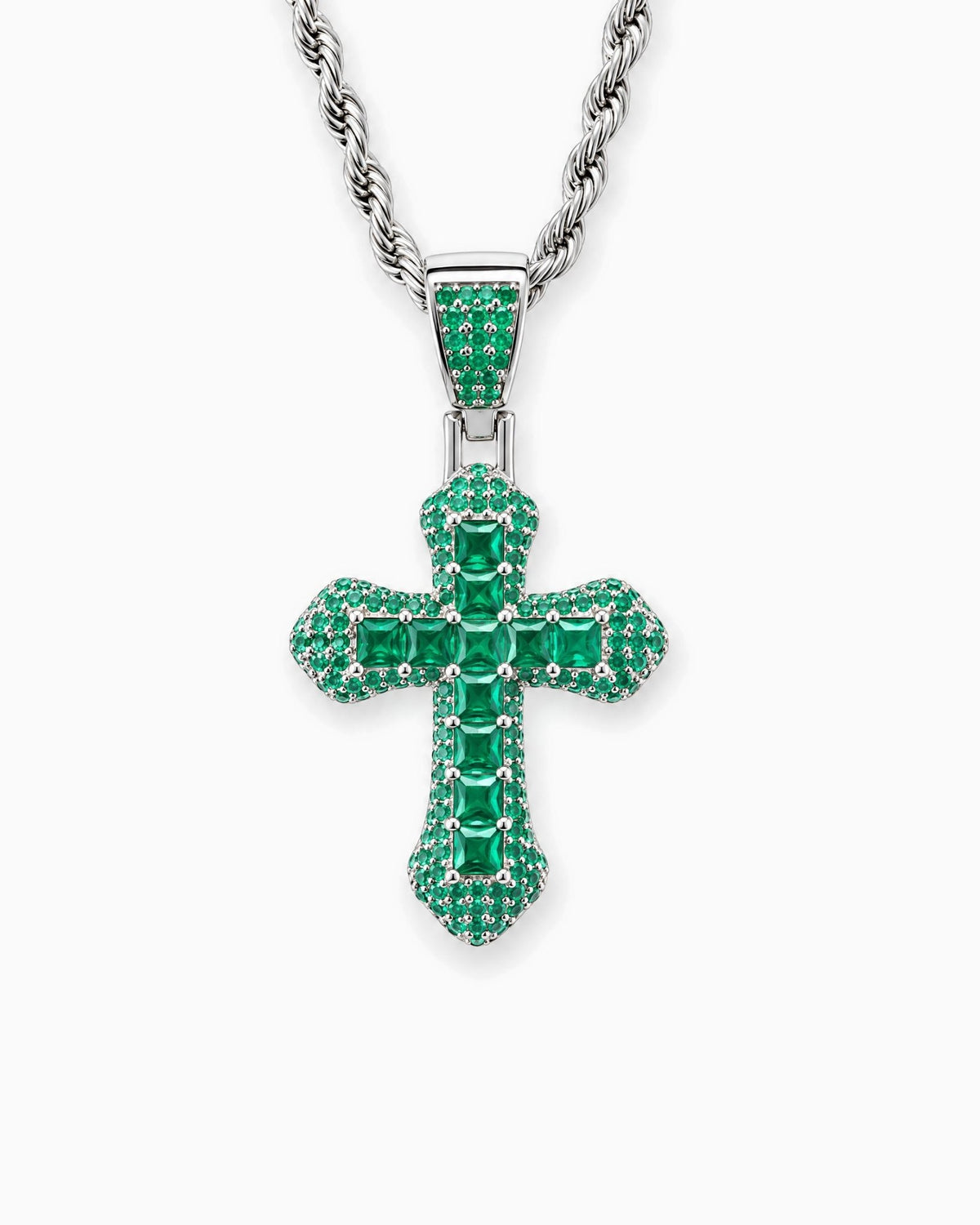EMERALD CROSS PENDANT. - 925 - Drippy Amsterdam