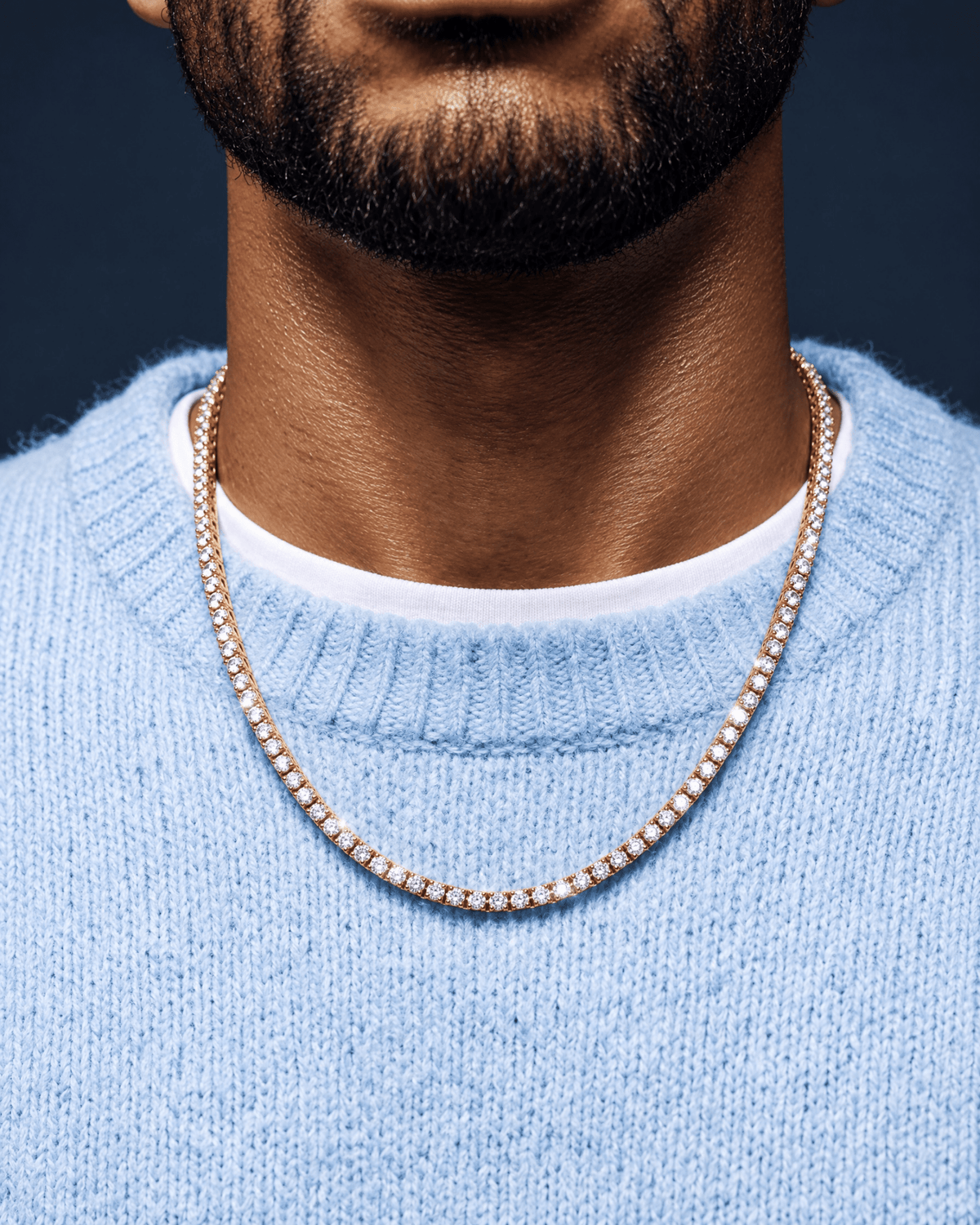 3mm gold Ice Breaker chain worn on the neck