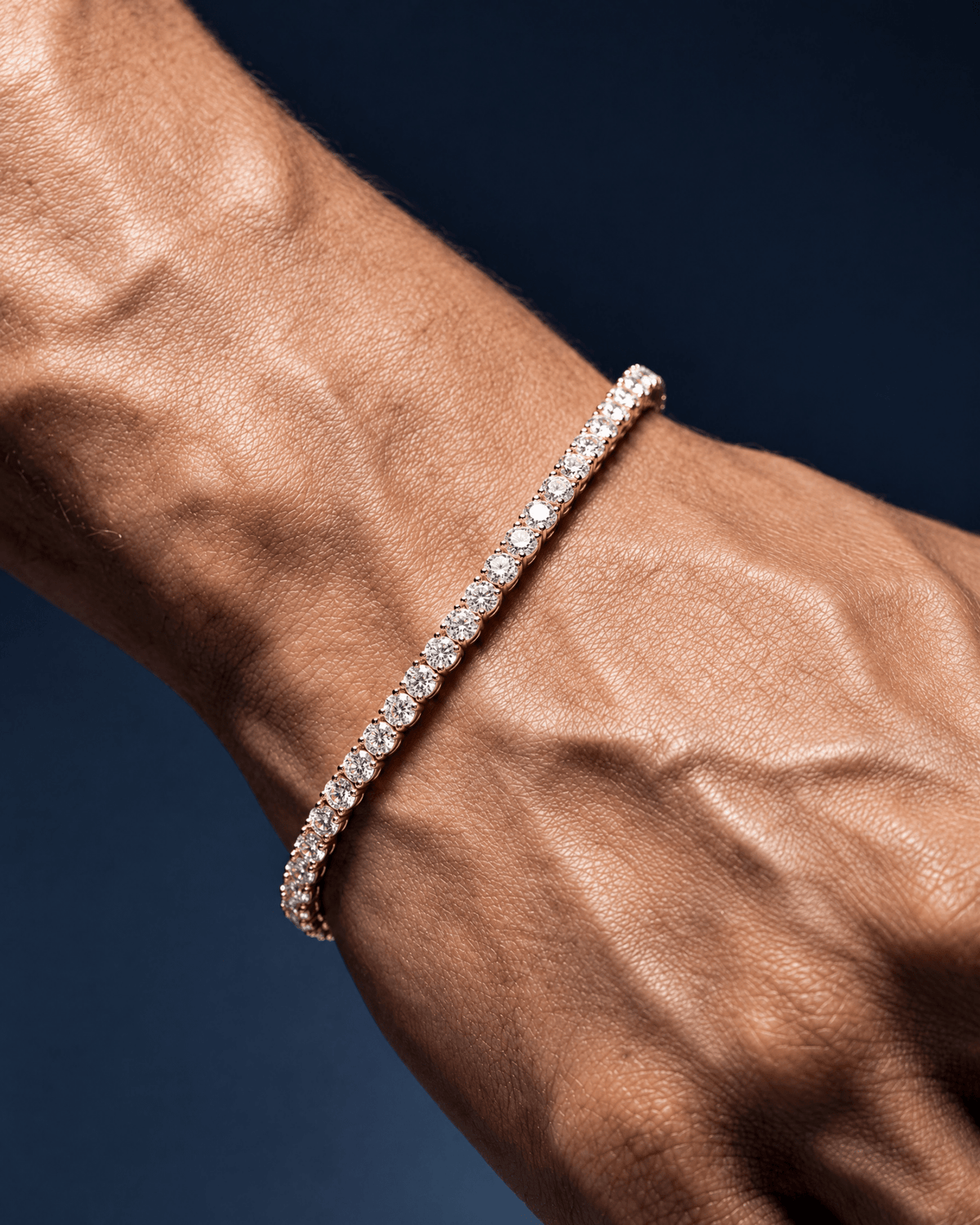 3mm gold Tennisboy bracelet worn on the wrist