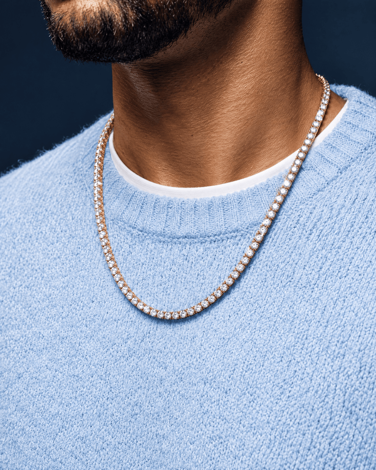 3mm gold Ice Breaker chain worn on the neck