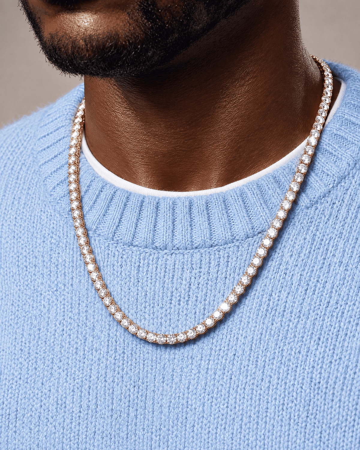 4mm gold Ice Breaker chain worn on the neck