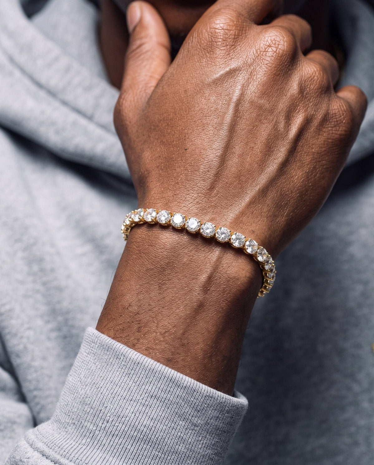 5mm gold Tennisboy bracelet worn on the wrist