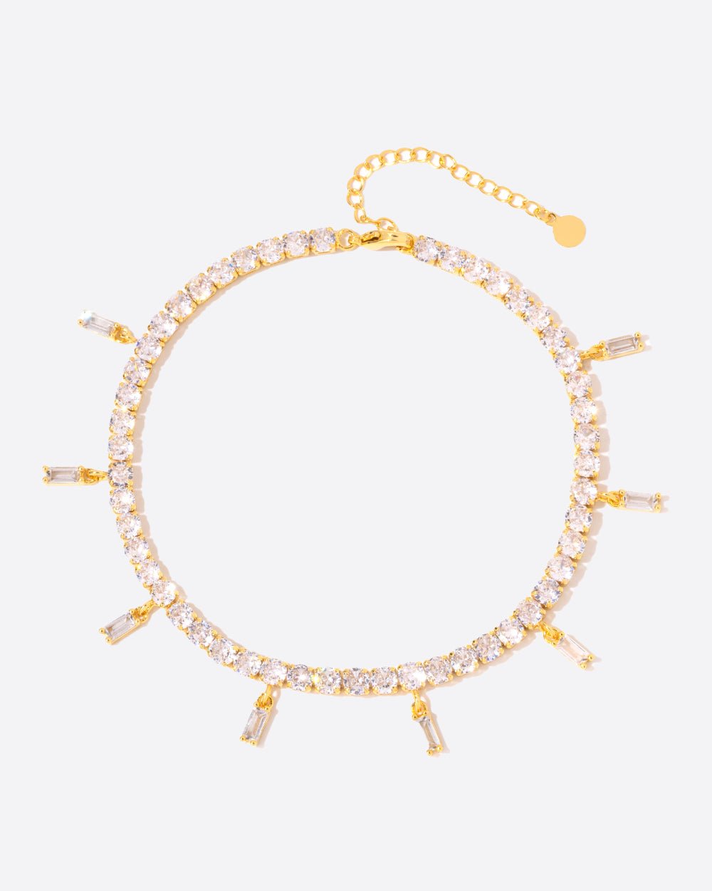 ICED BAGUETTE TENNIS ANKLET. - 4MM 18K GOLD - Drippy Amsterdam