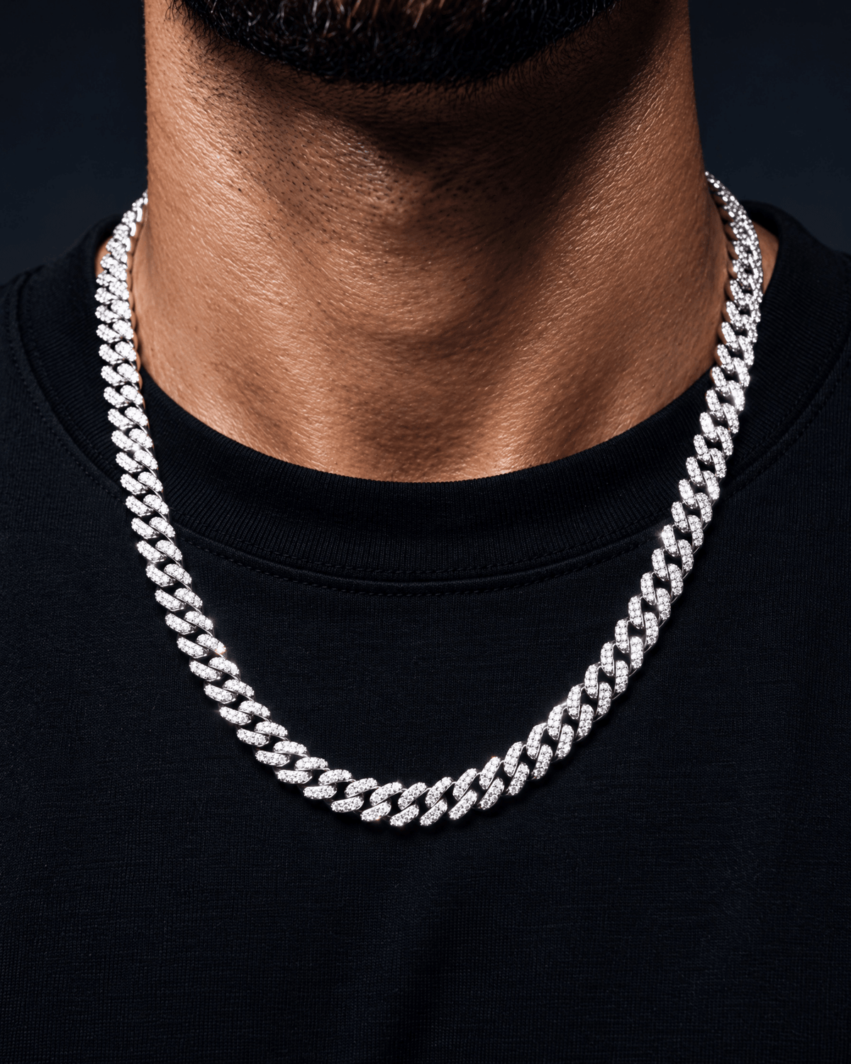 8mm Icy Cubana chain worn on the neck
