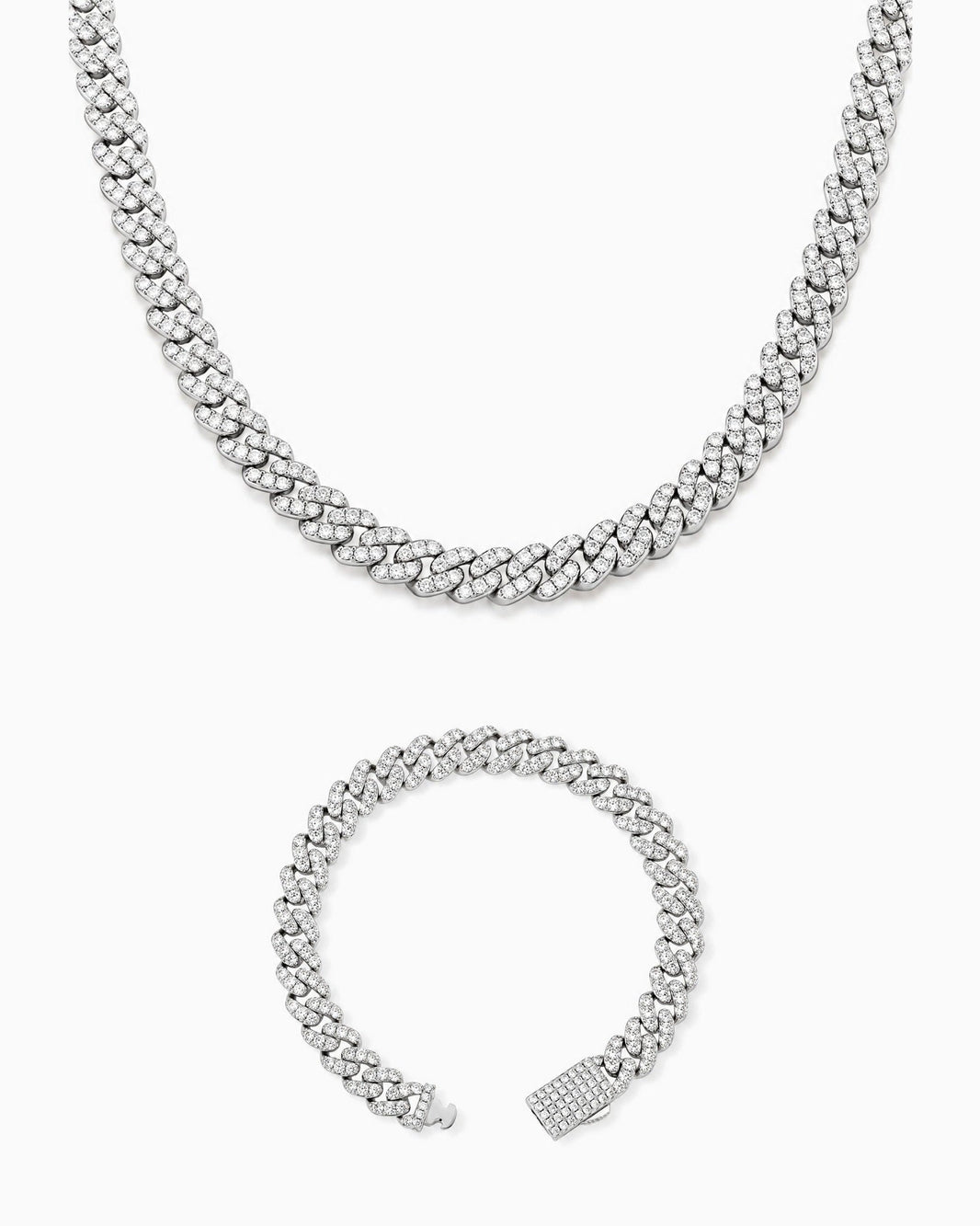 8mm Icy Cubana chain and bracelet set