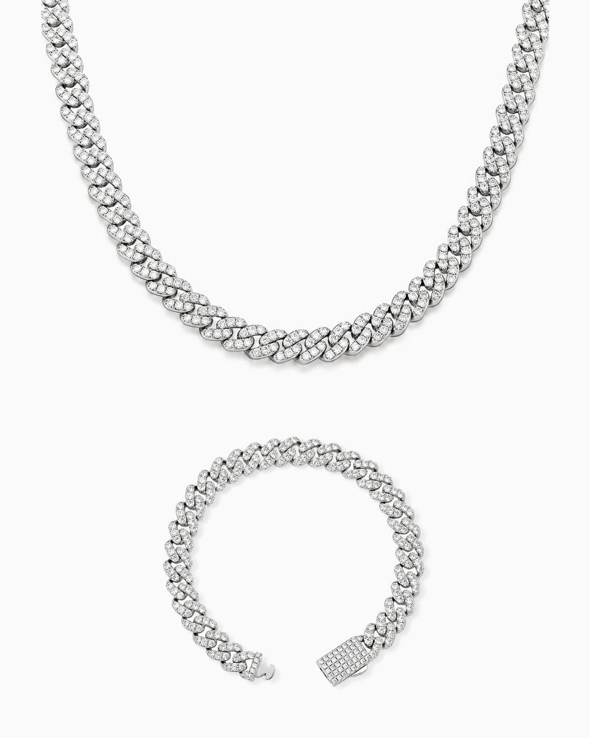 8mm Icy Cubana chain and bracelet set