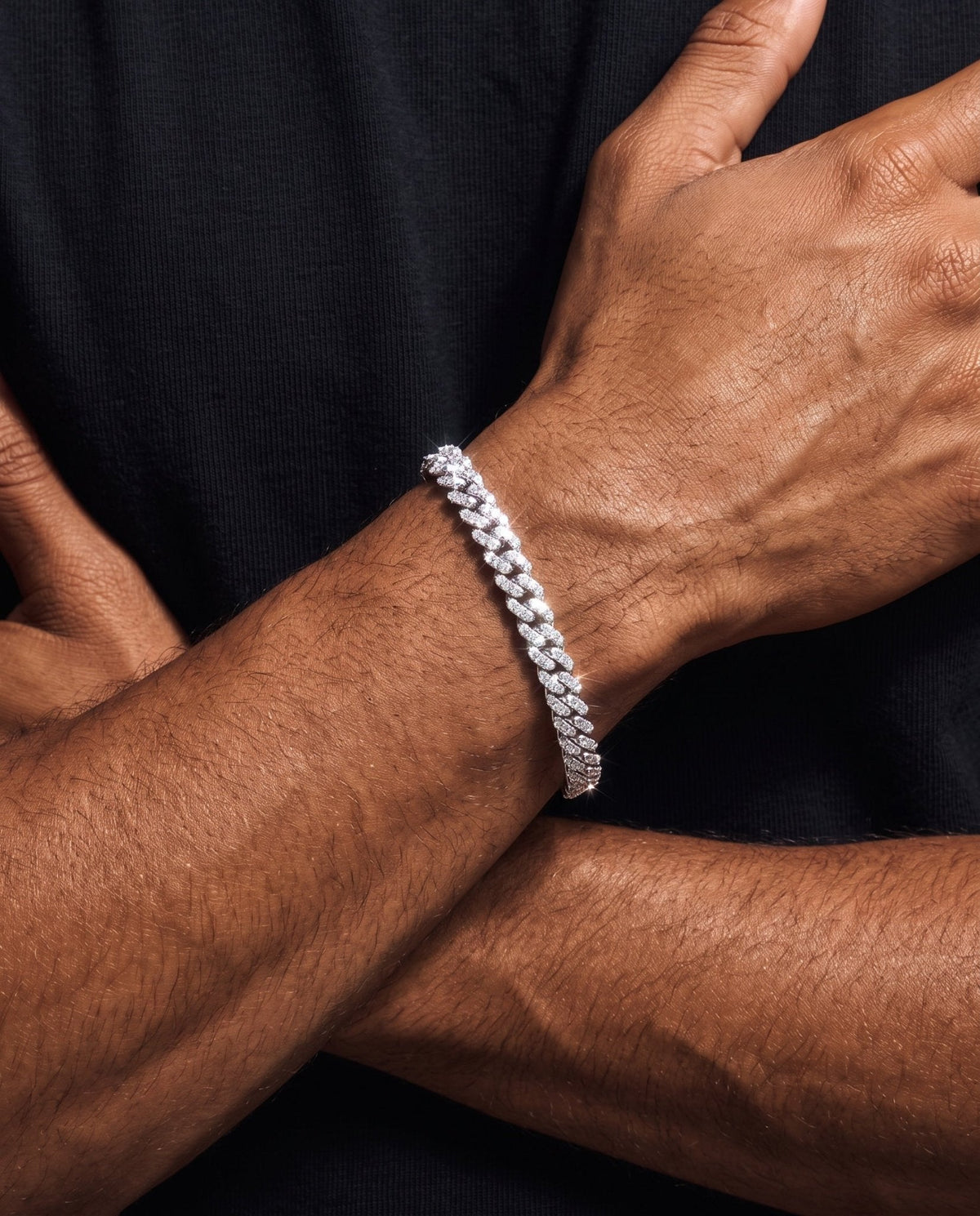 8mm Icy Cubana bracelet worn on the wrist