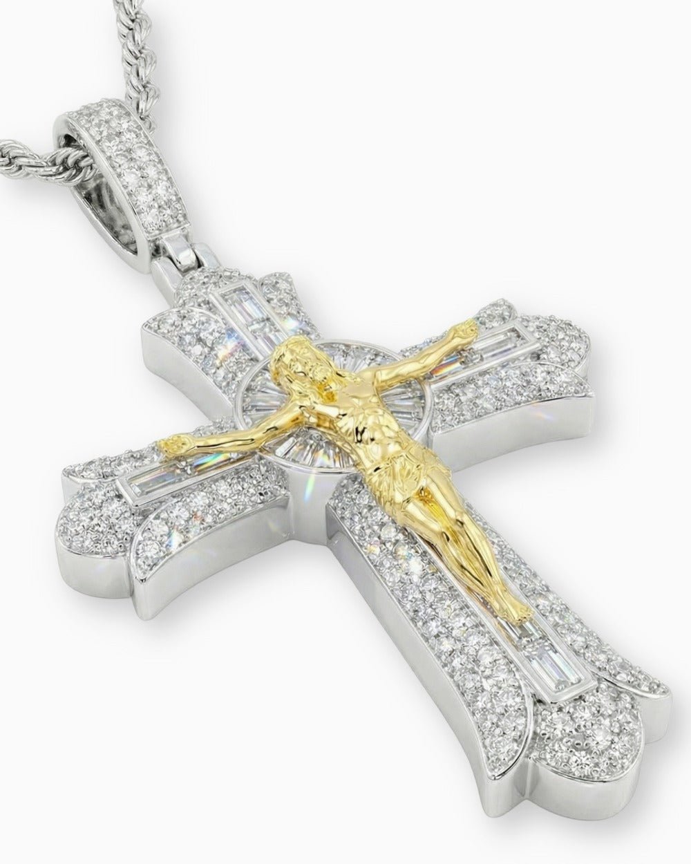 MOISSANITE BAGUETTE CROSS PENDANT. - Drippy Amsterdam