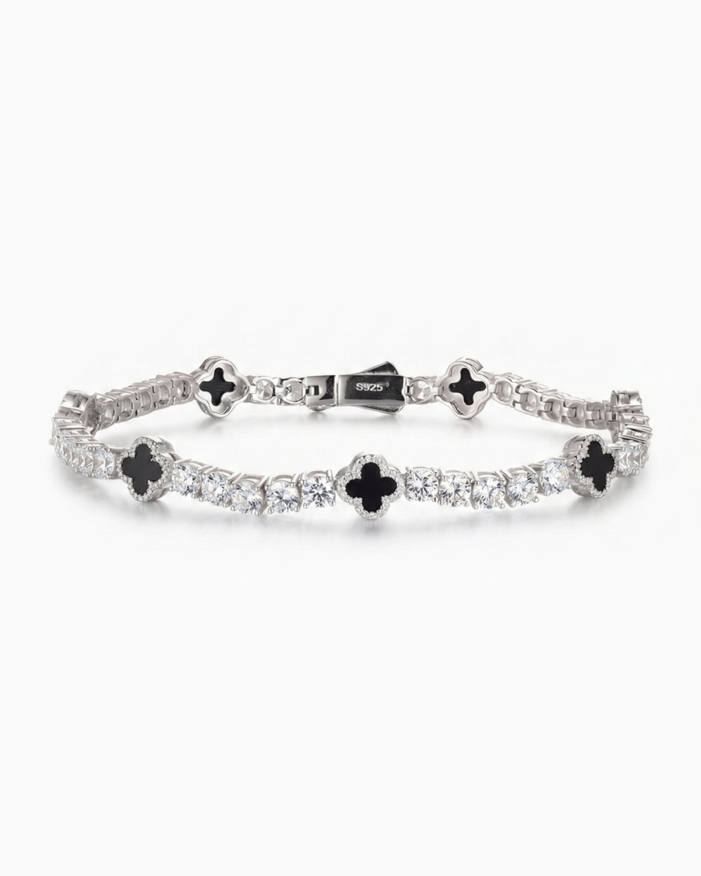 MOISSANITE BLACK CLOVER TENNIS BRACELET. - Drippy Amsterdam