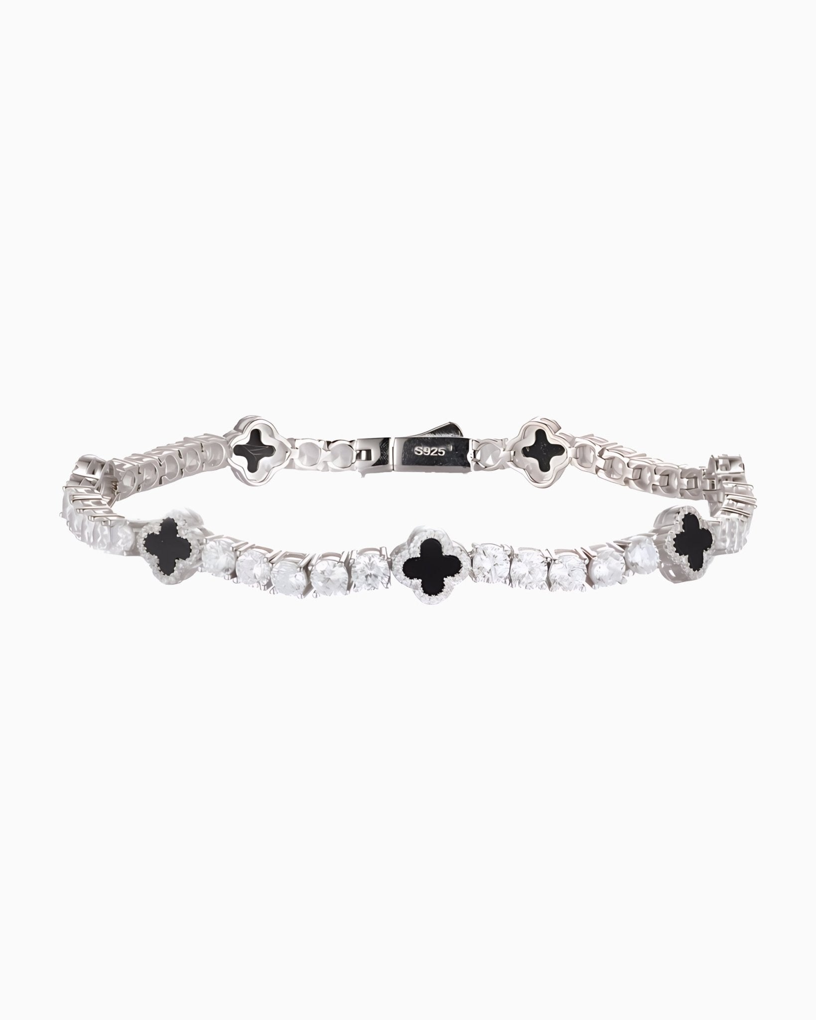 MOISSANITE BLACK CLOVER TENNIS BRACELET. - Drippy Amsterdam