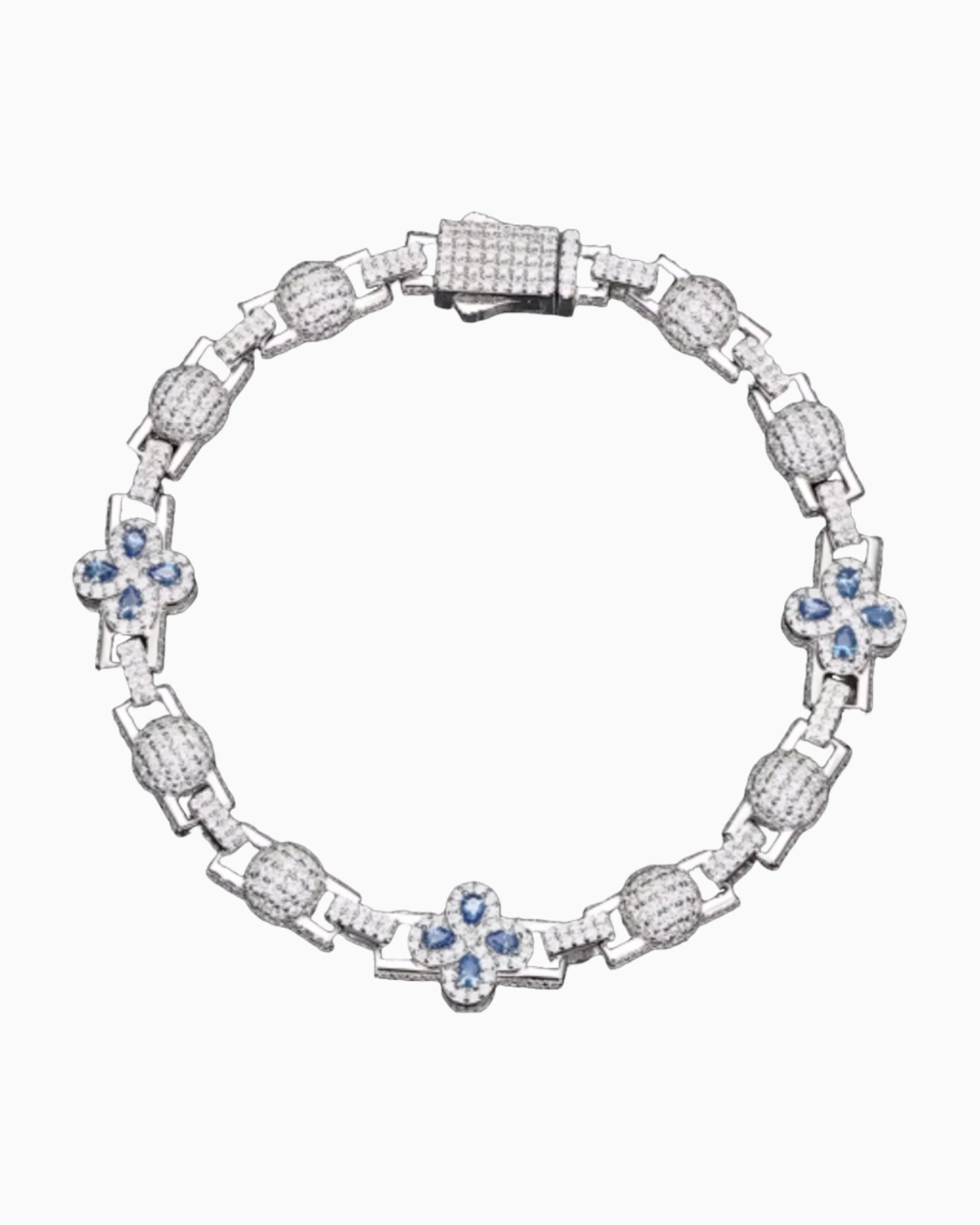 MOISSANITE BLUE CLOVER LINK BRACELET. - Drippy Amsterdam