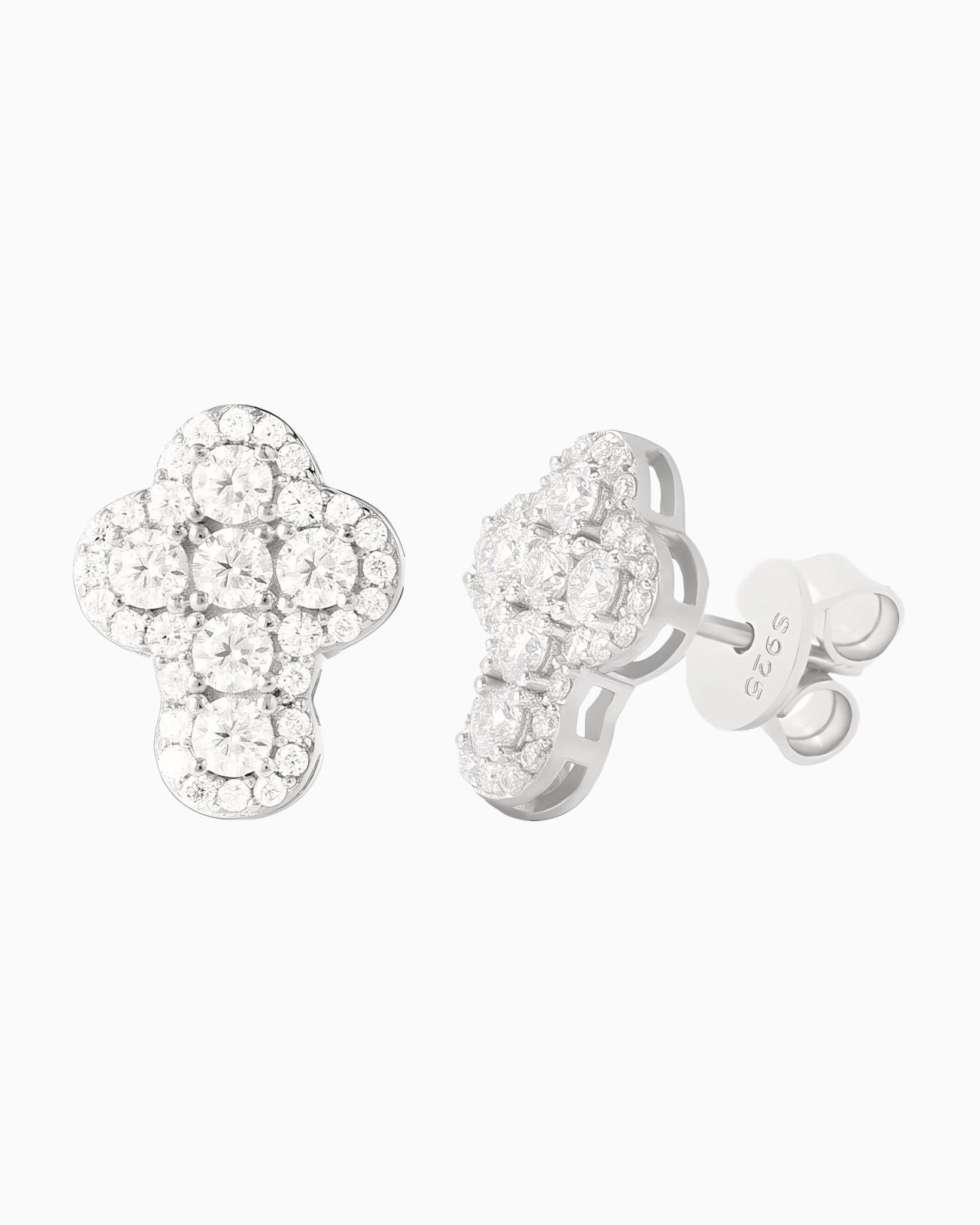 MOISSANITE CLOUD CROSS STUDS. - Drippy Amsterdam