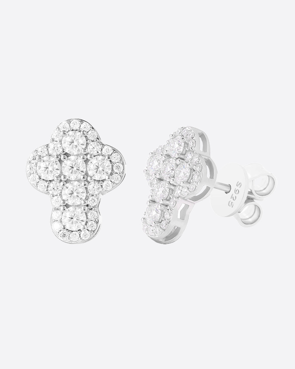 MOISSANITE CLOUD CROSS STUDS. - WHITE GOLD - Drippy Amsterdam