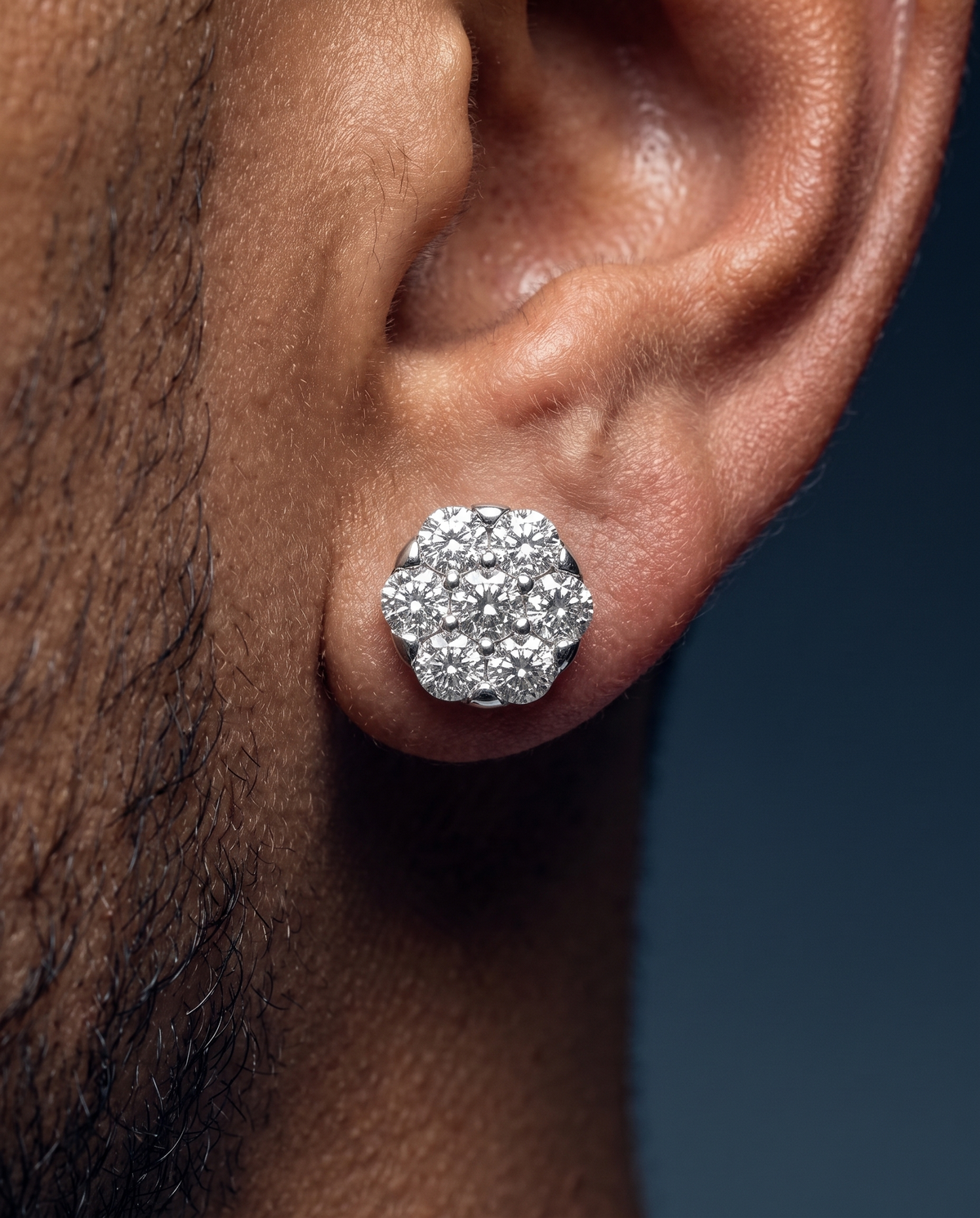 MOISSANITE CLUSTER EARRINGS.