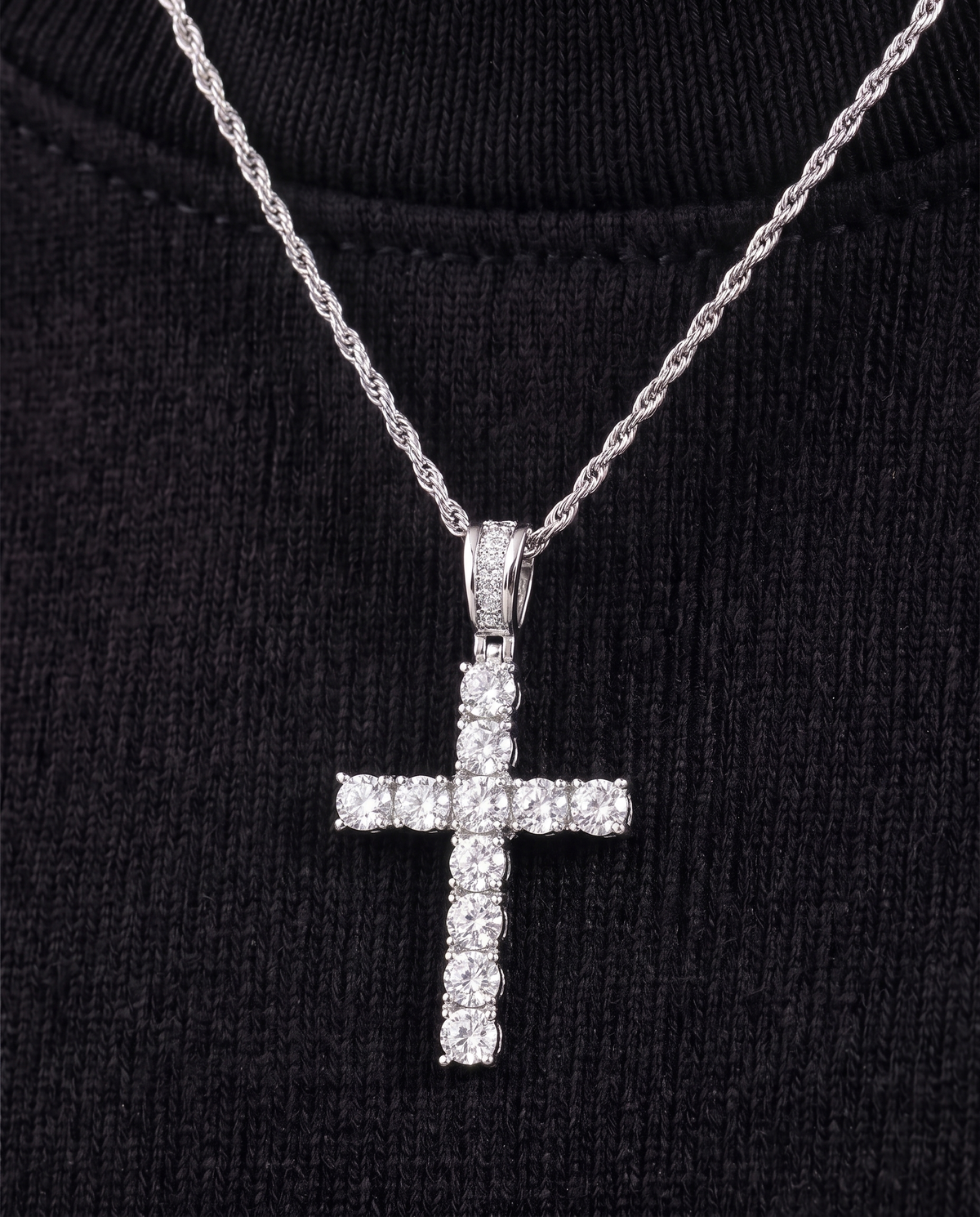 MOISSANITE CROSS PENDANT.