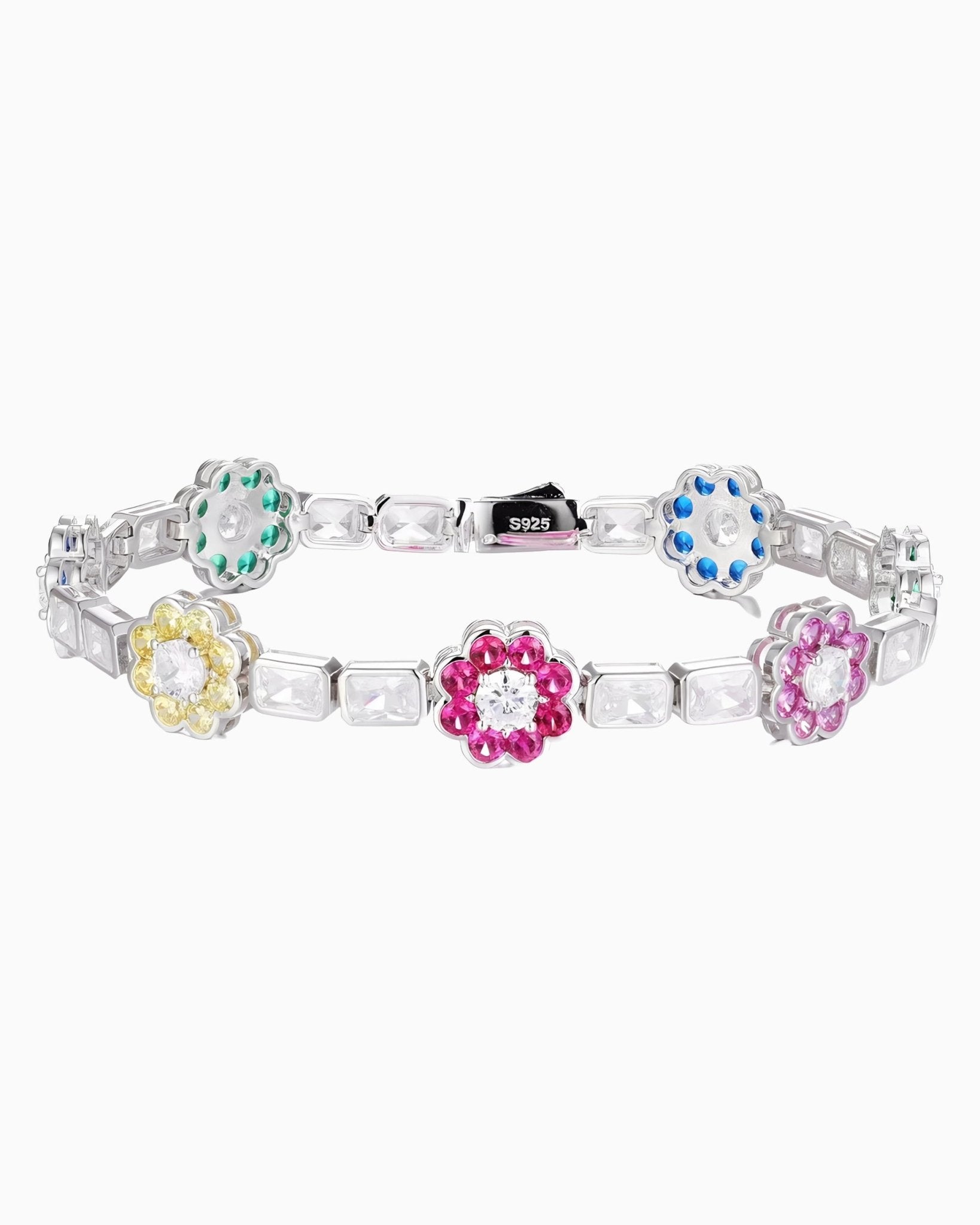 MOISSANITE FLOWER BAGUETTE BRACELET. - Drippy Amsterdam