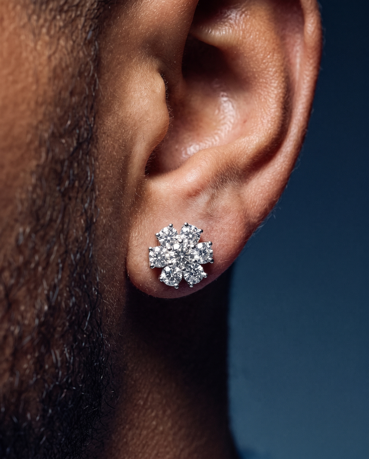 MOISSANITE FLOWER STUDS.