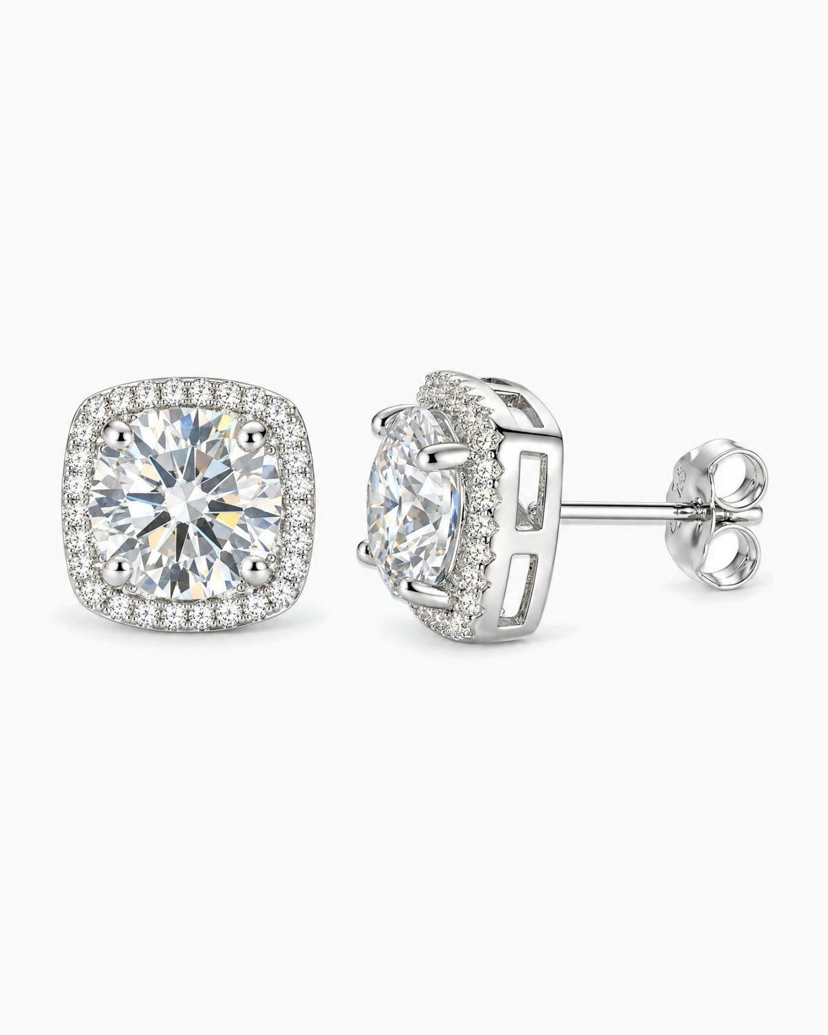MOISSANITE HALO EARRINGS.