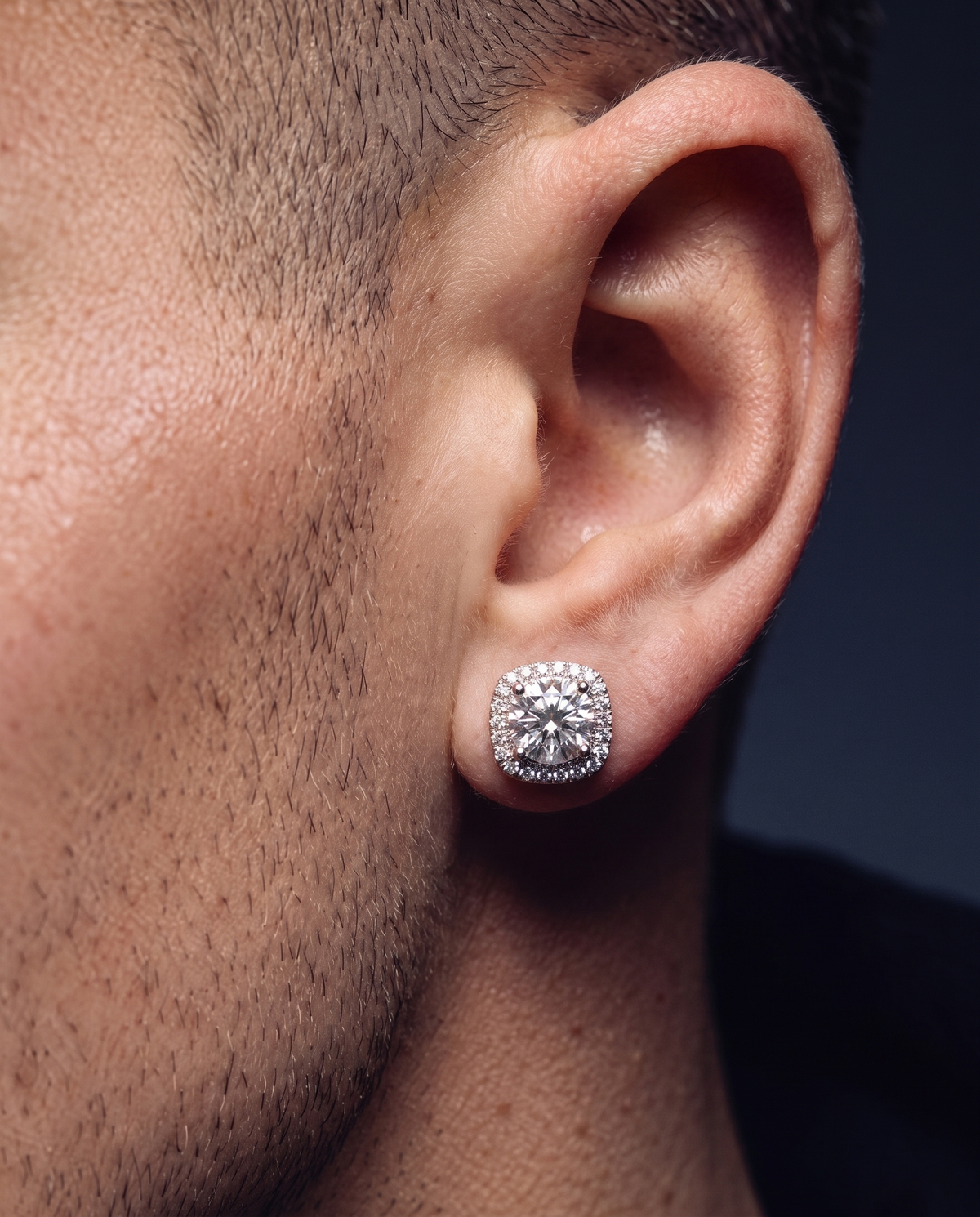 MOISSANITE HALO EARRINGS.