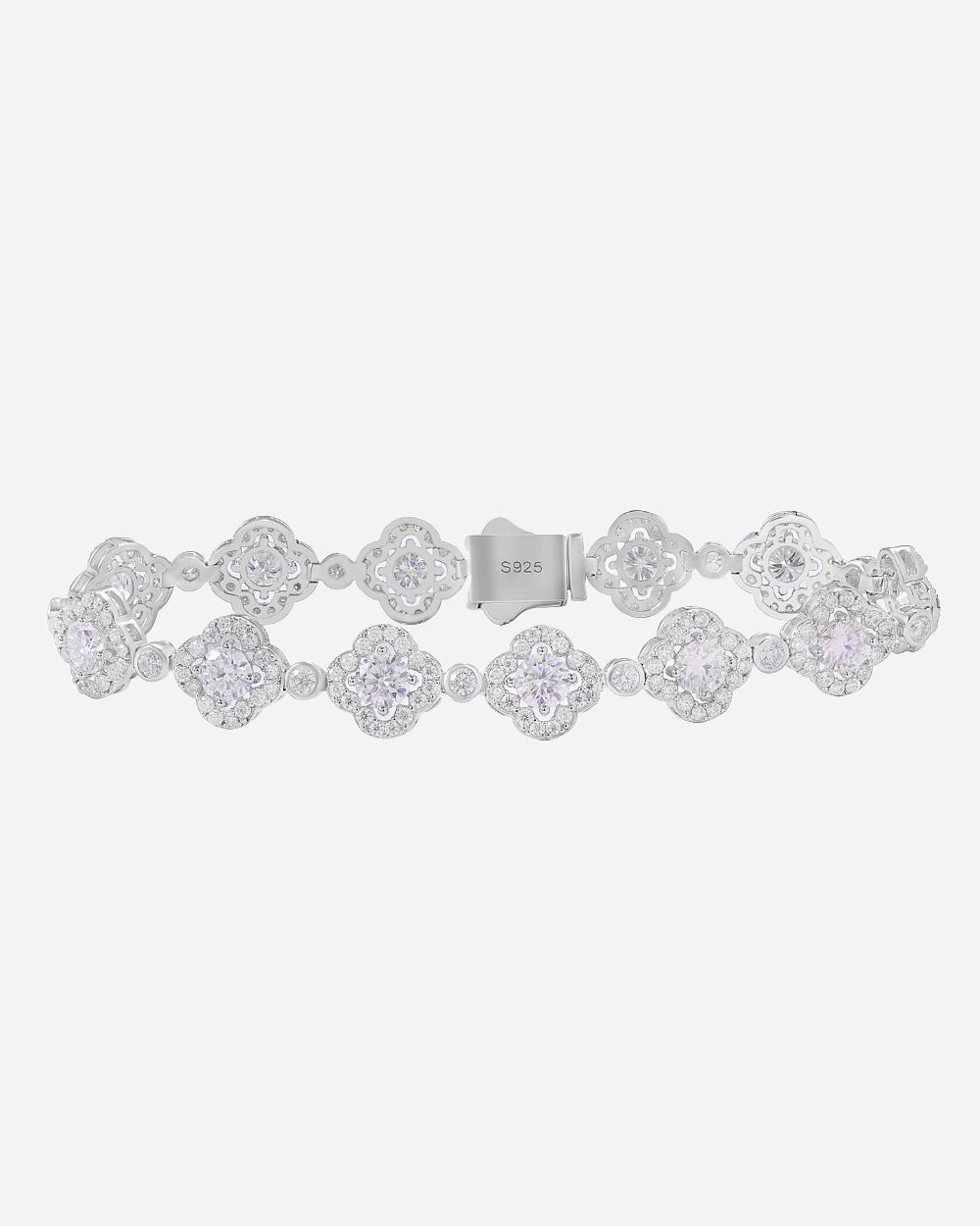 MOISSANITE ICED CLOVERS BRACELET. - WHITE GOLD - Drippy Amsterdam