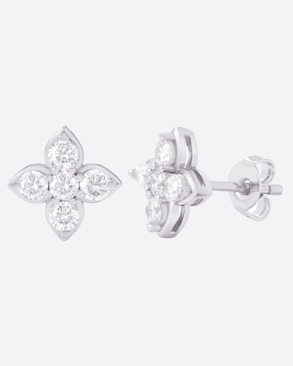 MOISSANITE JASMINE STUDS. - WHITE GOLD - Drippy Amsterdam