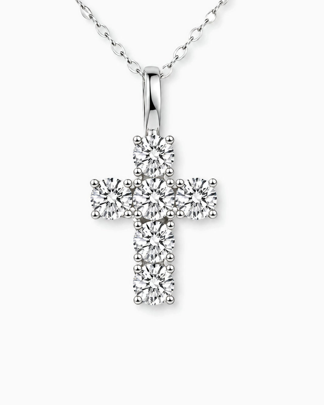 MOISSANITE MICRO CROSS PENDANT.