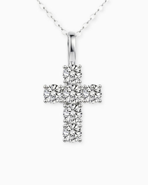MOISSANITE MICRO CROSS PENDANT. - WHITE GOLD | Drippy Amsterdam