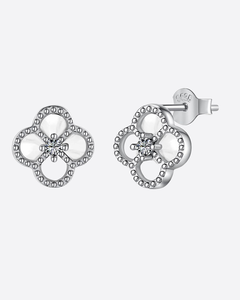 PEARL CLOVER STUDS 925. - WHITE GOLD - Drippy Amsterdam